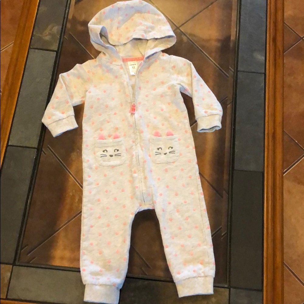 Carters Zip Up Romper with Hoodie